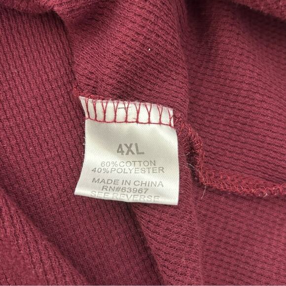 Galaxy by Harvic Burgundy V Neck Long Sleeve Thermal Shirt 4XL - Picture 5 of 5